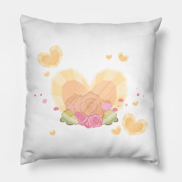 Pink Rose Floral Valentine Heart Shaped Crystals Pillow by cSprinkleArt