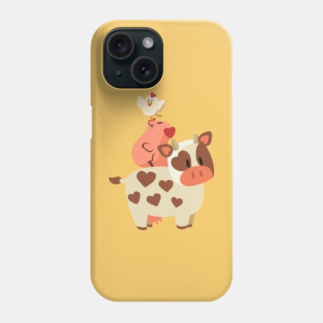 Happy Cow, Pig, and Chicken Phone Case by cutevegan