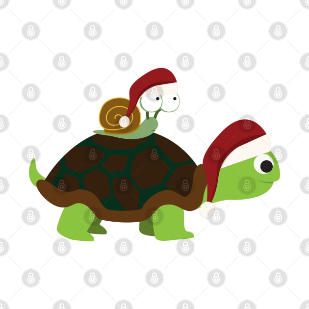 Cute Christmas Turtle and Snail by Hedgie Designs