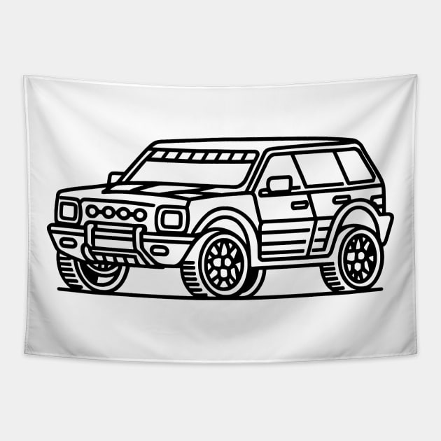 Offroad Car (Black) Tapestry by WildyWear