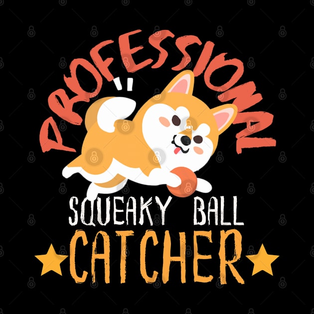 Professional Squeaky Ball Catcher, Cute Kawaii Shiba Inu by maxdax