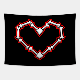 Gothic Romance - Bone Heart - Skeleton Love - Red and White - Heart Tapestry