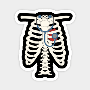 Skelton Rib cage With Stethoscope Funny Halloween Magnet