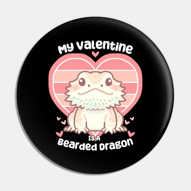 Valentine's Day Bearded Dragon Lizard Reptile Pin by Psitta