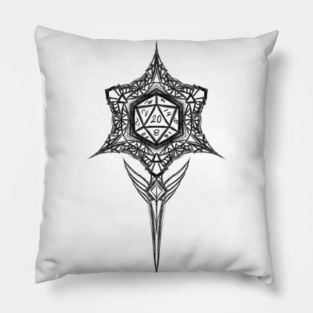 D20 (black) Pillow by Kytri