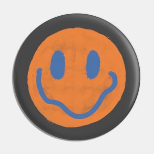 Orange and Blue Vintage Smiley Face Pin