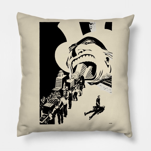 Capitalism Devours Everything - Dmitry Moor, Soviet Propaganda, Socialist, Communist, Anti Capitalist Pillow by SpaceDogLaika