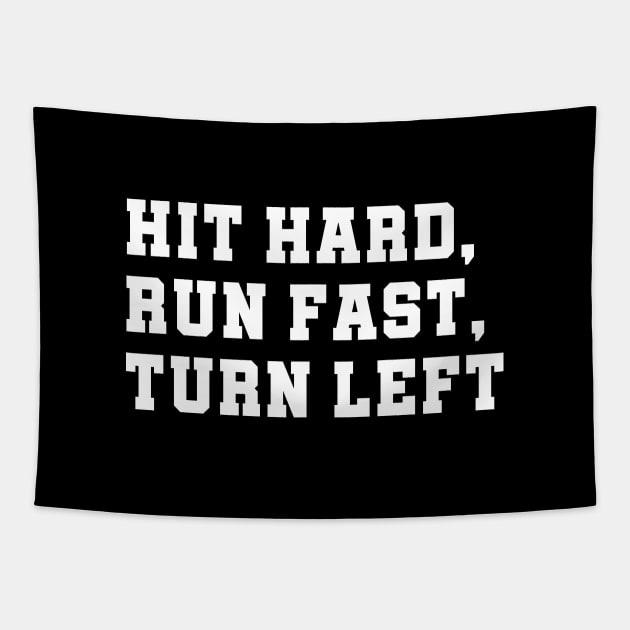 Teeshirtpalace Hit Hard Run Fast Turn Left Funny Baseball T-Shirt