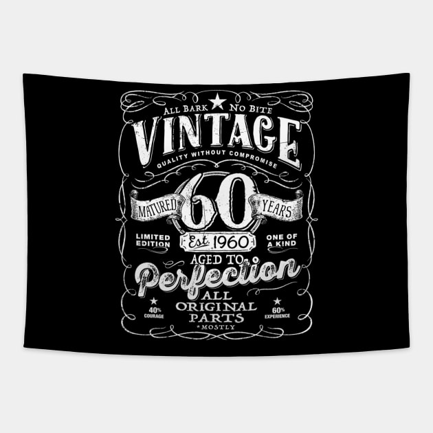 Vintage 60th Birthday For Him 1960 Aged To Perfection Tapestry by dashawncannonuzf