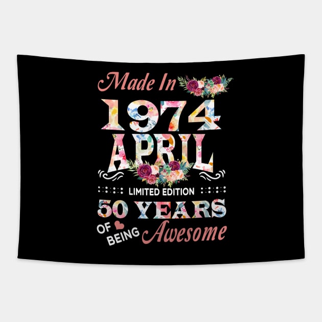 April Flower Made In 1974 50 Years Of Being Awesome Tapestry by Kontjo