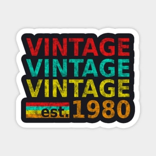 Vintage Style since 1980 Birthday Gift Shirt Magnet