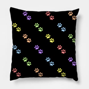 Mini Pastel Rainbow Paw Prints Pillow