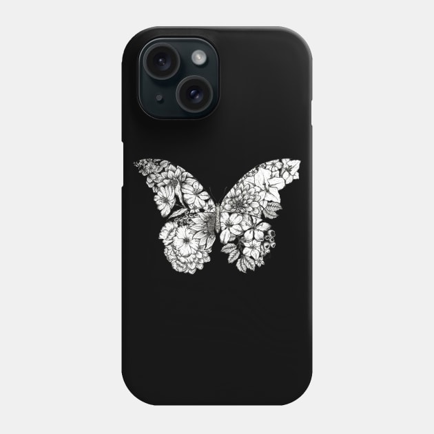 Floral Butterfly Black Background Phone Case by SamuelJ