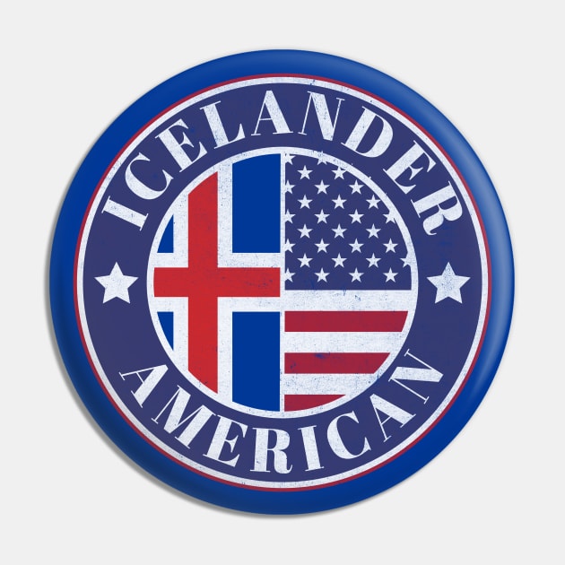 Proud Icelander-American Badge - Iceland Flag Pin by Yesteeyear