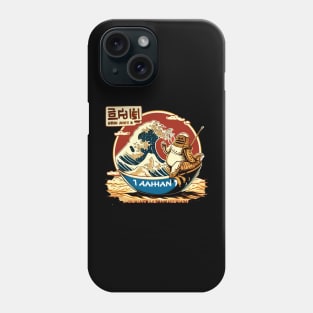 pharaoh Ramen of Kanagawa  monster  in sea desert front of sun Phone Case