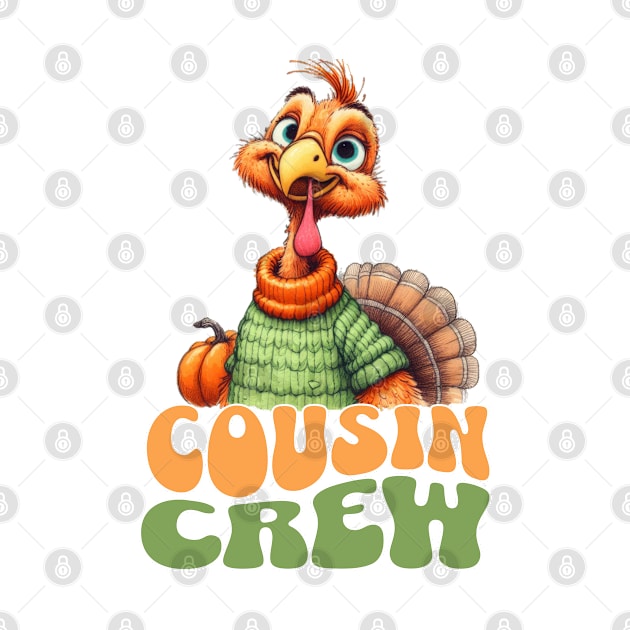 Funny Cousin Crew Thanksgiving Groovy Retro Design by Tintedturtles