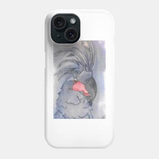 the great black palm cockatoo watercolor portrait art Phone Case