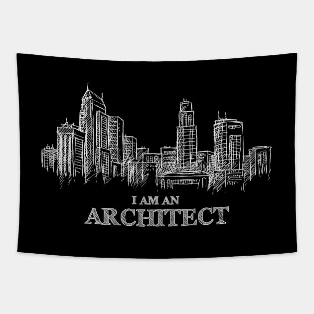 I Am An Architect - Skyline sketch Tapestry by The Architect Shop