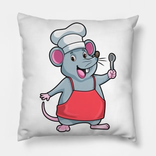 Rat as Chef with Cooking apron & Wooden spoon Pillow