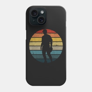 Baseball Silhouette On A Distressed Retro Sunset print Phone Case