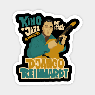 Django Reinhardt: A Jazz Guitar Legend Brought to Life with this Captivating Illustration. Magnet