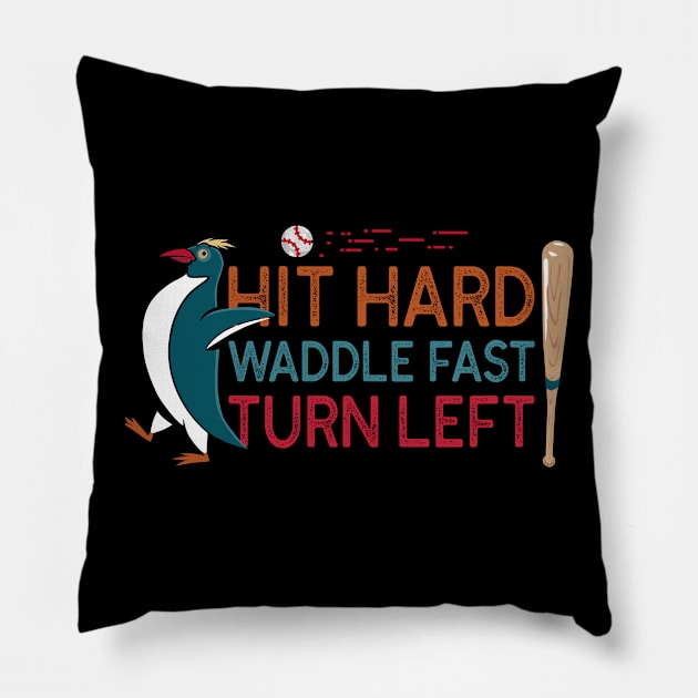 Funny baseball penguin! home run Pillow by Johan13