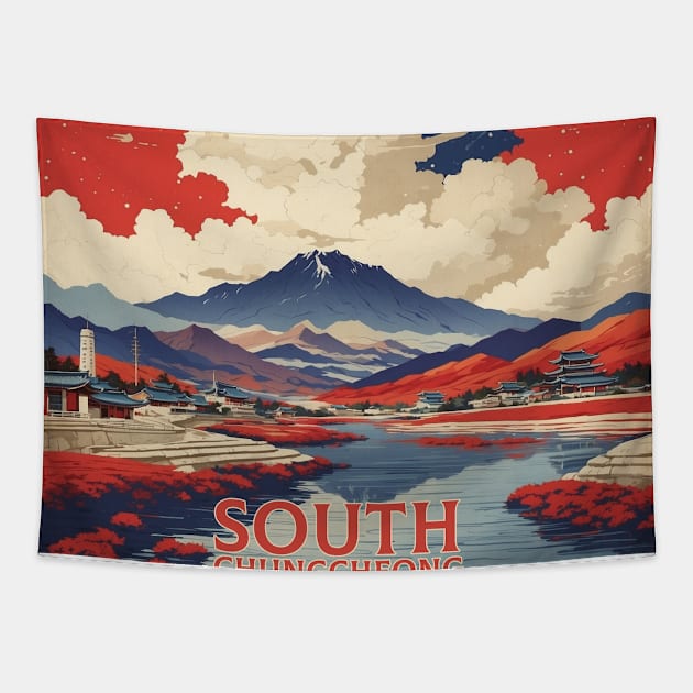 South Chungcheong South Korea Travel Tourism Retro Vintage Tapestry by TravelersGems