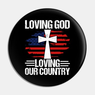 Loving God Jesus American Flag Patriot Christian Pin