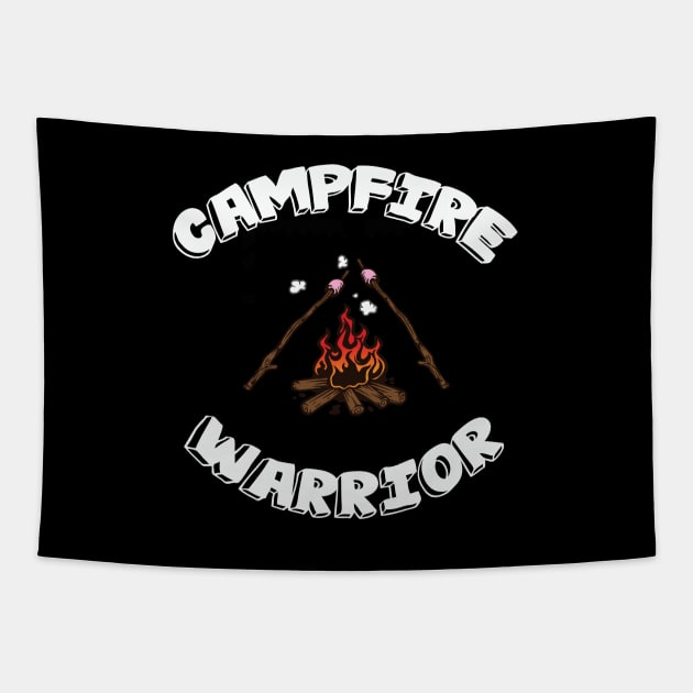 Camping - Campfire Warrior Tapestry by Kudostees