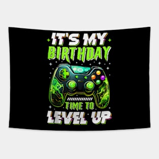 It'S My Birthday Boy Time To Level Up Video Game Bday Boys Tapestry