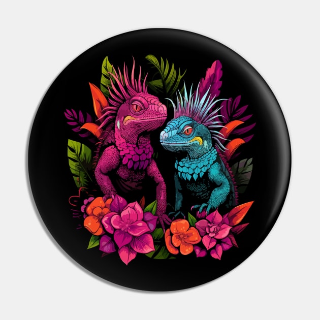 Iguana Couple Valentine Pin by JH Mart