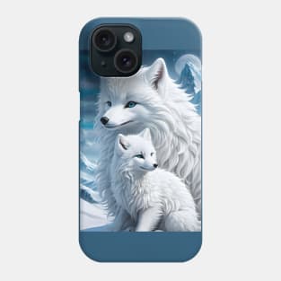 Beautiful arctic fox with her baby Phone Case