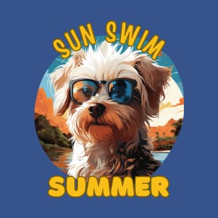 The Maltese Dog's Vacation. Sun Swim Summer. T-Shirt