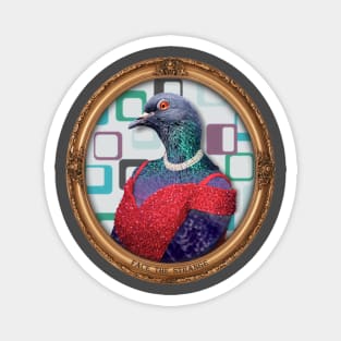 Red Glam Pigeon Lady in Vintage Frame Magnet