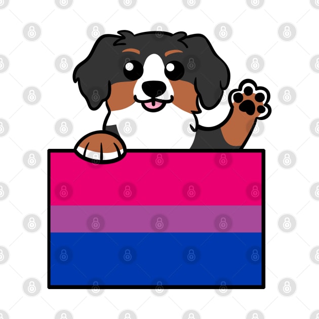 Love is Love Puppy - Bernese - Bi Pride Flag by LittleGreenHat