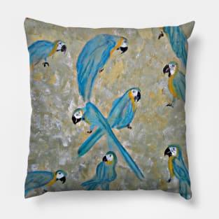 Gold and Blue Macaws Pillow