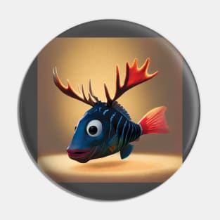 Cute Fantasy Fish with Antlers Pin