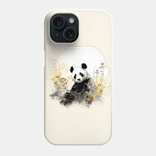 Panda with bamboo foliage Phone Case