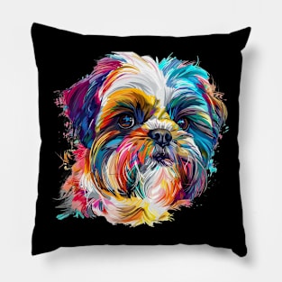 Shih Tzu Colorfull Pop Art Design For Dog Onwer Pillow