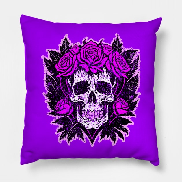 Calavera Sugar Skull Pillow by Worldengine