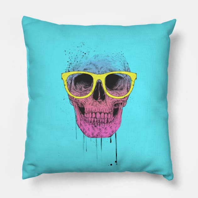 Pop art skull with glasses Pillow by soltib