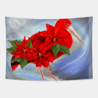 Scarlet Ibis + Poinsettia Tapestry