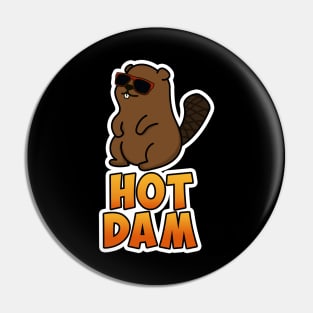 Hot Dam Cute Beaver Pun Pin