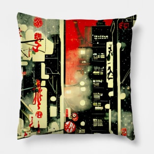 Tokyo city lights vintage style Pillow