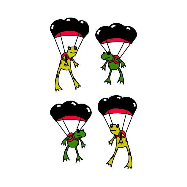 Skydiving Parachuting Froggy Frogs by Kangavark