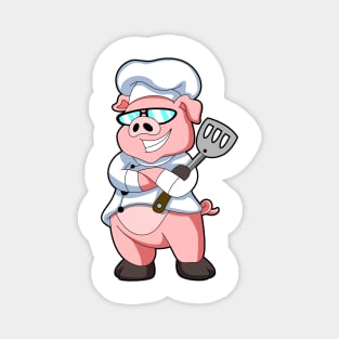 Pig as Chef with Cooking apron & Sunglasses Magnet