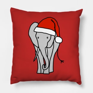 Grey Elephant in a Christmas Santa Hat Pillow