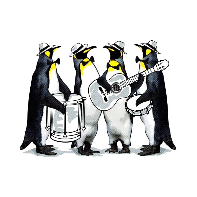 Cool Tees Summer Penguins Playing Music by COOLTEESCLUB