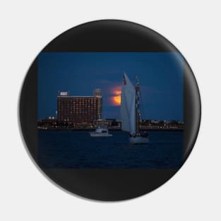 Boston Harbor Sailing in front of the moon Full Moon Pin