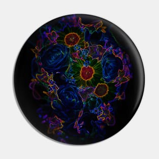 Black Panther Art - Flower Bouquet with Glowing Edges 1 Pin